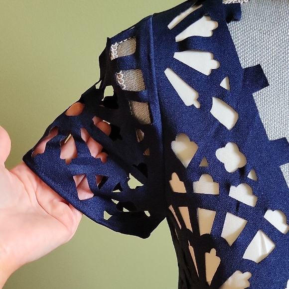 Anthropologie Gracia Blue Fit and Flare Mini Dress with Scoop Neck - Picture 7 of 11